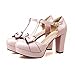 Latasa Women's Cute Bow T-strap High Heel Platform Round Toe Pumps, Sandal