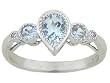 10k White Gold Pear Shaped Aquamarine 3-Stone Ring with Diamond Accent