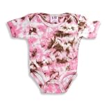 B Nu - Newborn Girls Short Sleeve Tie Dye Bodysuit, Pink, Brown