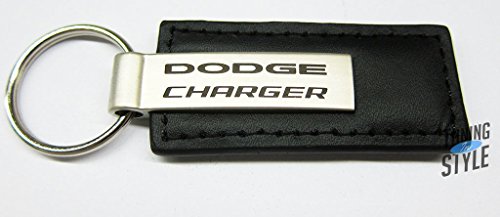 Dodge Charger Black Leather Key Fob Authentic Logo Key Chain Key Ring Keychain Lanyard