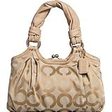 COACH Signature Op Art Satchel Bag Purse Tote 13441 Khaki Sand