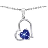 1.25 cttw 14k White Gold Plated 925 Sterling Silver and Lab Created Heart Shape Star Sapphire...