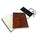 American-Made Classic Leather Writing Journal with Wood Bookmark, Refillable 5x8, 224 Lined Pages (Taupe Brown with Umbrella Icon)