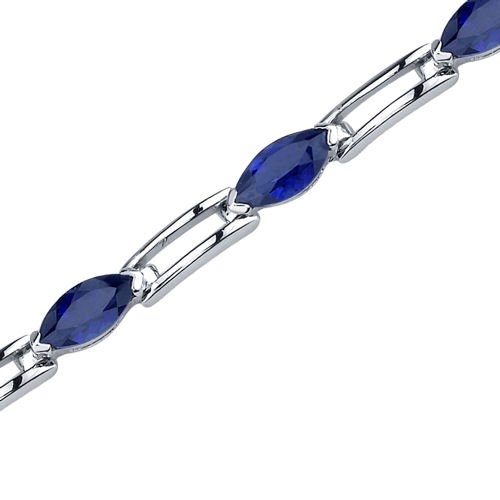 Fabulous Trend: Marquise Shape Blue Sapphire Gemstone Bracelet in Sterling Silver