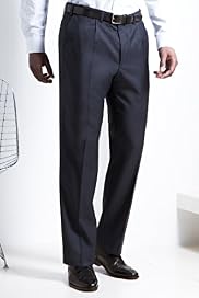 Straight Leg Single Pleat Trousers with Wool