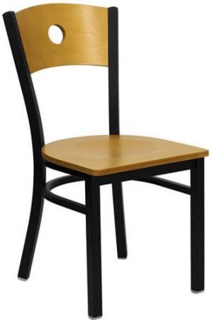 Circle Back Chairs - Set of 2, Black Metal / Natural Wood