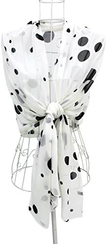 WENSLI - Women Black Dot Pattern Voile Popular Scarves Black White scarf