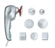 `8-Way Massage Kit w/Heat Powerful hand-held massager with two speeds and deep heat * Eight interchangeable attachments for all-body massage * Can be used with or without penetrating heat * Built-in cleaning brush * Includes massager English/Spanish inst