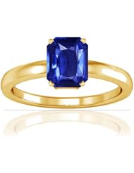 18K Yellow Gold Emerald Cut Blue Sapphire Solitaire Ring
