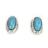 Barse Sterling Silver Oval Turquoise Post Earrings
