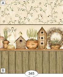 Dollhouse Wallpaperr " Angel Garden Shelf Green "