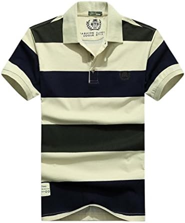 Younet Men's Casual Jeep Stripe Short Sleeve Cotton Polo T-shirts Light Green M