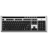 Logitech 967568-0403 OEM Usb Ultra X-Flat Spill Resistant Media Keyboard - Black/Silver