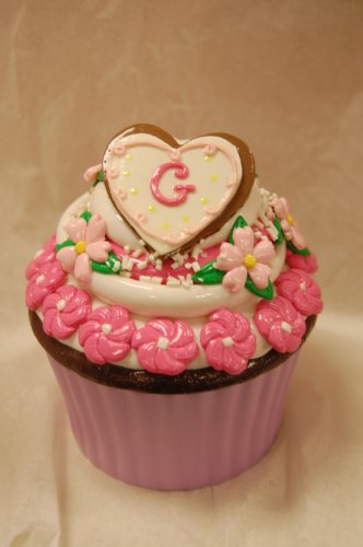 Personalized Initial Cupcake Shaped Trinket Box- 