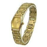 SEIKO Women's Gold Tone Dress Watch with Tonneau Shaped Gold Dial. Model: SXFN8P1