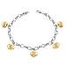 14 Karat White & Pink Gold Puffed Heart Charm Bracelet (7 inch)