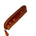 Genuine Cowhide Leather Pencil Bag,a Unique Design Item,Butterfly & Flower Pattern Embossed,Medium size and Brown