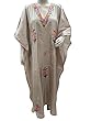 Brown Silk Caftan Dress Crewel Embroidered Kaftan