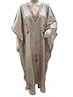 Brown Silk Caftan Dress Crewel Embroidered Kaftan