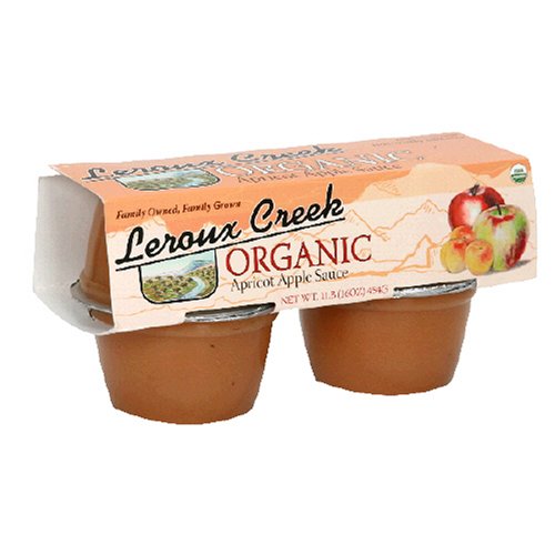 LeRoux Creek Organic Apple & Apricot Sauce, 4-Ounce, 4-Count Cups (Pack of 6) by Apple Sauce Cups