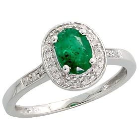 Buy 14k White Gold Oval-shaped Stone Ring, w  0.16 Carat Brilliant Cut Diamonds and 0.77 Carat Oval Cut... by Gabriella Gold