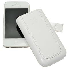 Suncase Ledertasche (Lasche mit R�ckzugfunktion) f�r iPhone 4 / iPhone 4S in wei�