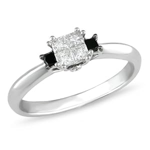 1/3 ct.t.w. Black and White Diamond Ring in 10k White Gold, I1-I2, G-H-I