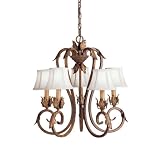 Kichler Lighting 2291SCK Castilla 5-Light Chandelier, Seine Crackle with Gold Accents and Eggshell Fabric Shades