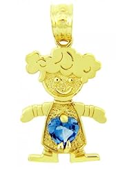 Baby Girl CZ Aquamarine March Birthstone 10K Yellow Gold Charm