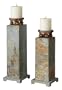 Set of 2 Hand Carved Slate CandleHolders