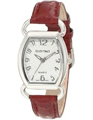 Ellen Tracy Womens ET5010STK Dark Red Croco Strap With Tonneau Case Watch
