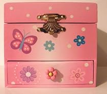 Pink Musical Jewelry Box in Butterfly Design w/Spinning Ballerina