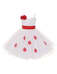Girls Sweetheart Mesh  Polka Dot Print Taffeta/Tulle Spaghetti Strap Flower-Girl Dress  With a Bow(s) and a Ribbon  and a Sash 