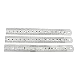 uxcell　直角ルーラー　直線定規 グレー　ステンレススチール素材　15cm、 6インチ　3枚入り