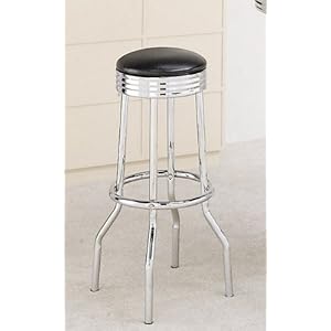Pair of Retro Polished Chrome Swivel Bar Stools Pair of Retro Polished Chrome Swivel Bar Stools