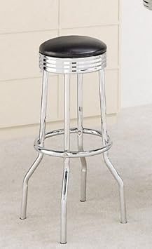 Set of 2 50's Retro Nostalgic Style Black Bar Stools - 29