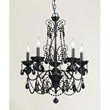 AF Lighting 7506-5H Mischief Chandelier, Black Glass Beads