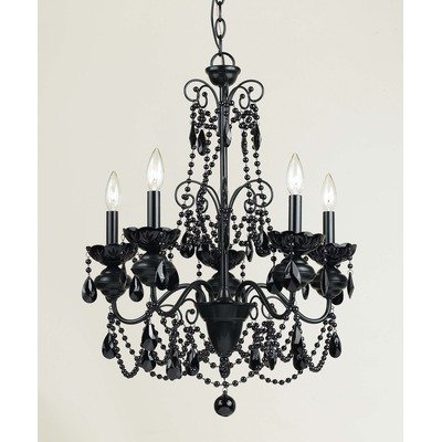 AF Lighting 7506-5H Mischief 5-Light Chandelier with Black Glass Beads