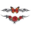 Glitter Butterfly and Roses Temporary Tattoo Body Art
