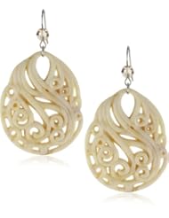 Tarina Tarantino "Classic" Ivory Carved Disc Earrings
