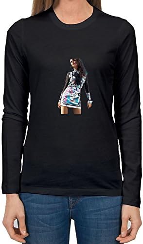 Custom Small Top Clothing Black Victoria Justice Image Women 100% Cotton Long Sleeves