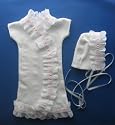 Beautiful White Lace Gown Set with Pink Trim (Five sizes!), Small infant 5-8 lbs
