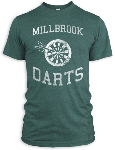 Vintage Distressed Millbrook Darts Tri-Blend T-Shirt, Evergreen, L