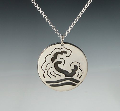 Japanese Waves Sterling Silver on Copper Pendant Necklace by Laura Bracken Designs