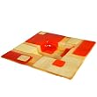 Fused Glass Decorative Plate Made with Amber and Orange Stained Glass in a Squares Motif w/ Iron Folding Base