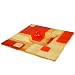 Fused Glass Decorative Plate Made with Amber and Orange Stained Glass in a Squares Motif w/ Iron Folding Base