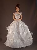 41Sf%2B0IJgFL. SL160  Beautiful in White Gown with Flowers and Ruffles Made to Fit the Barbie Doll