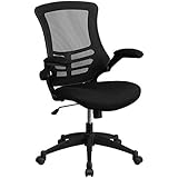 Mid-Back Black Mesh Swivel Task Chair with Mesh Padded Seat and Flip-Up Arms