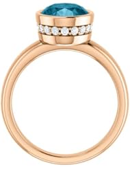 10K Rose Gold 10.00x8.00mm Oval Cut London Blue Topaz and Diamond Ring -- LIFETIME WARRANTY