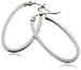 9ct White Gold Long Square Oval Tube Creole Earrings